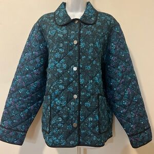 $568 CARLISLE COLLCETION CC EUSTON 100% Silk Quilted Floral Print Jacket 18